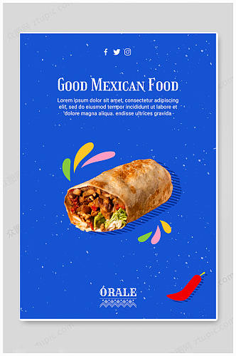 墨西哥鸡肉卷快餐饮食海报