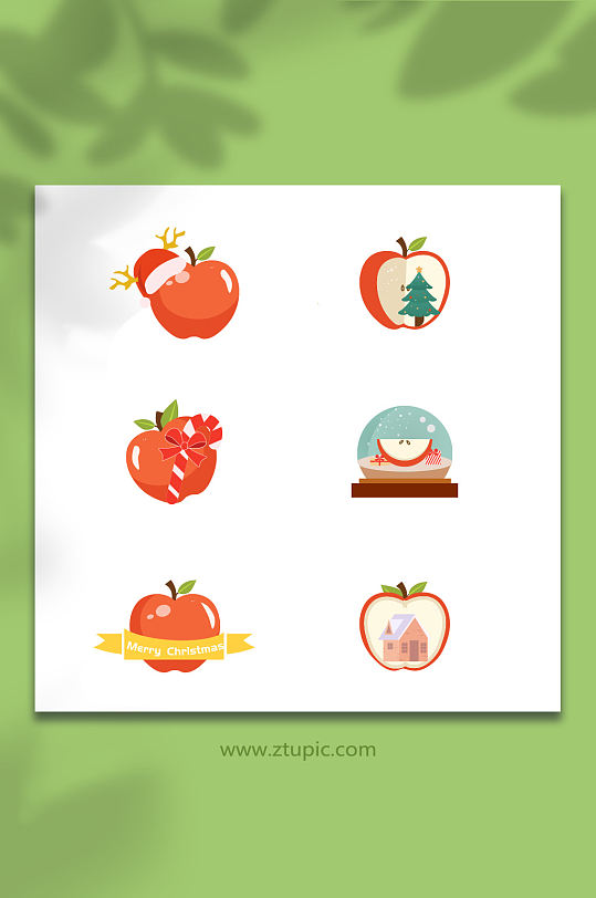 矢量卡通平安夜苹果水果元素插画-众图网