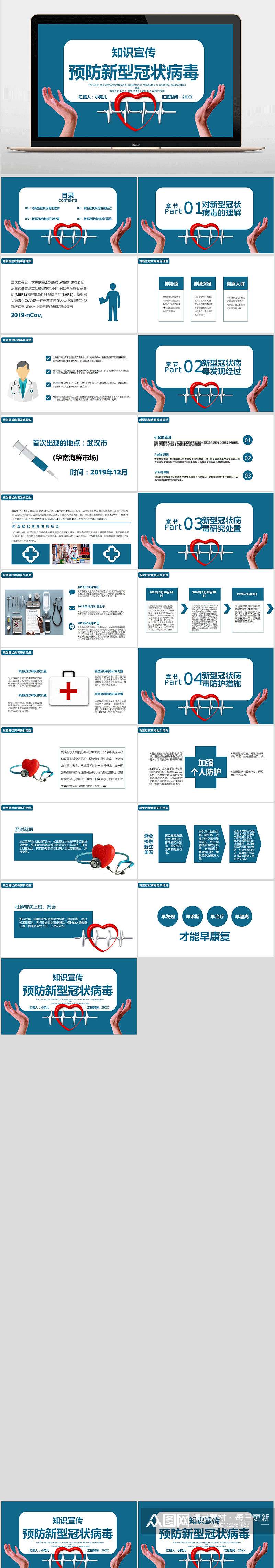 新冠疫情防控公益宣传PPT模板素材