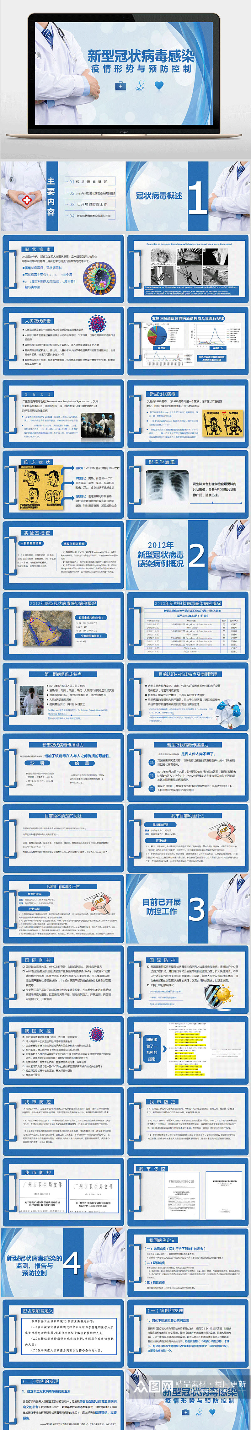 新冠疫情防控公益宣传PPT模板素材