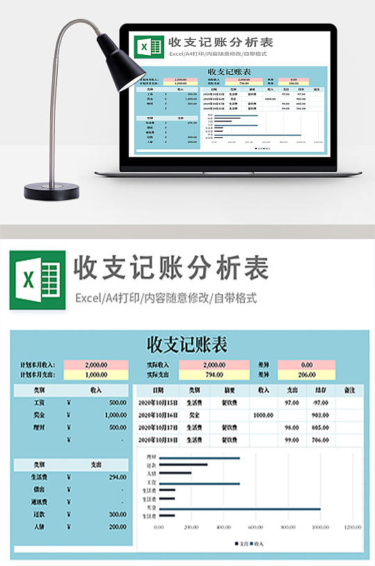 收支记账分析表格