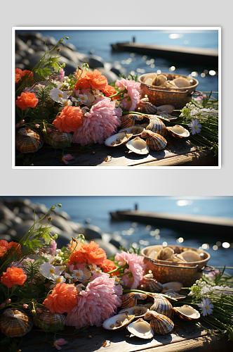 数字艺术海鲜贝壳美食图片