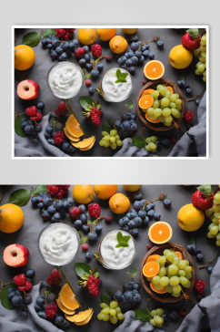 数字艺术水果酸奶美食图片