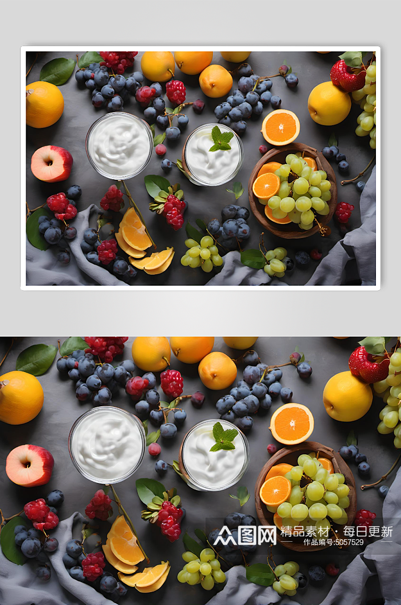 数字艺术水果酸奶美食图片素材
