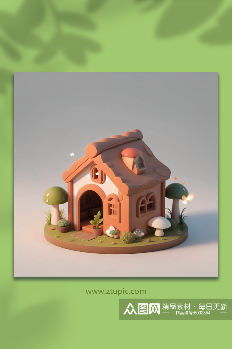 数字艺术蘑菇房屋C4D模型素材