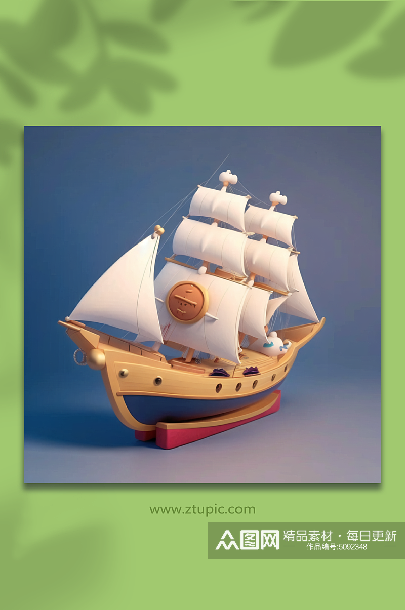 数字艺术帆船C4D模型素材
