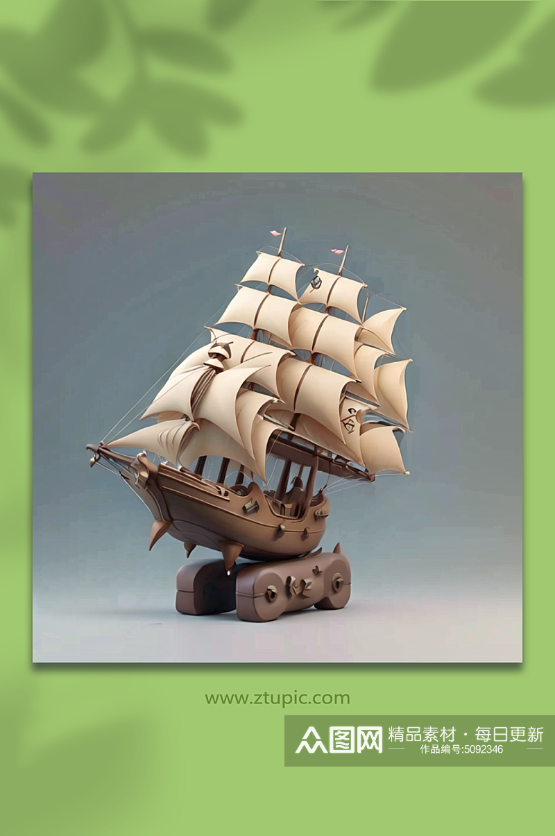 数字艺术帆船C4D模型素材