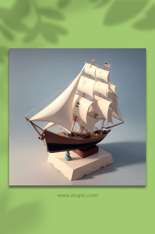 数字艺术帆船C4D模型