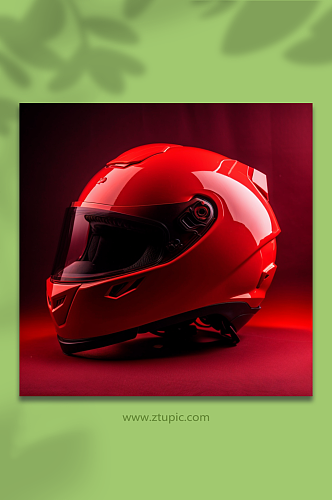 数字艺术红色摩托车头盔模型