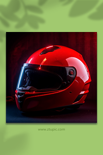 数字艺术红色摩托车头盔模型
