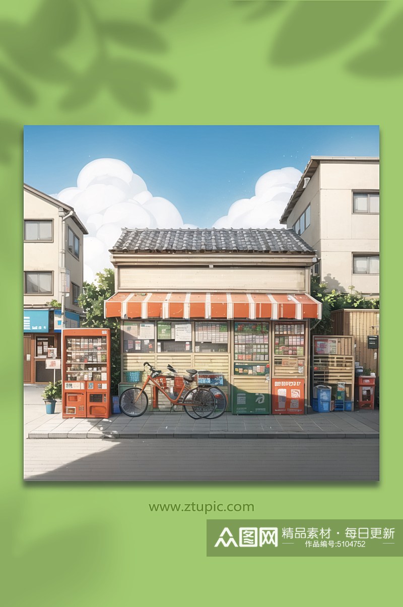数字艺术日系街景插画素材