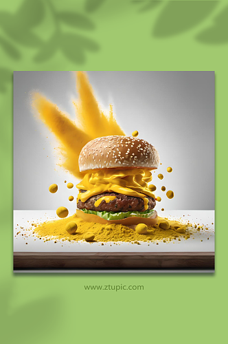 数字艺术食物巨无霸汉堡创意摄影图
