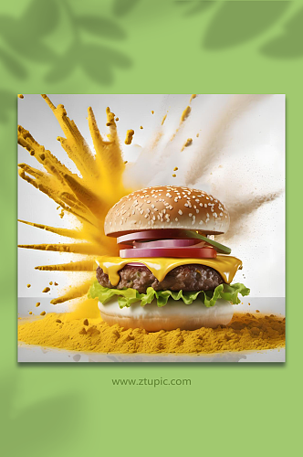 数字艺术食物巨无霸汉堡创意摄影图