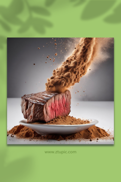 数字艺术食物牛排创意摄影图