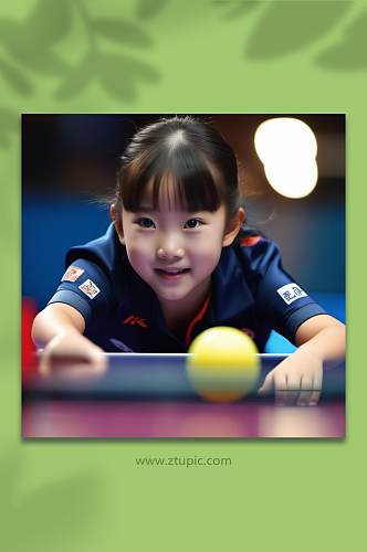 数字艺术儿童乒乓球摄影图