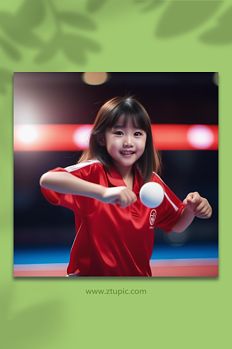 数字艺术儿童乒乓球摄影图