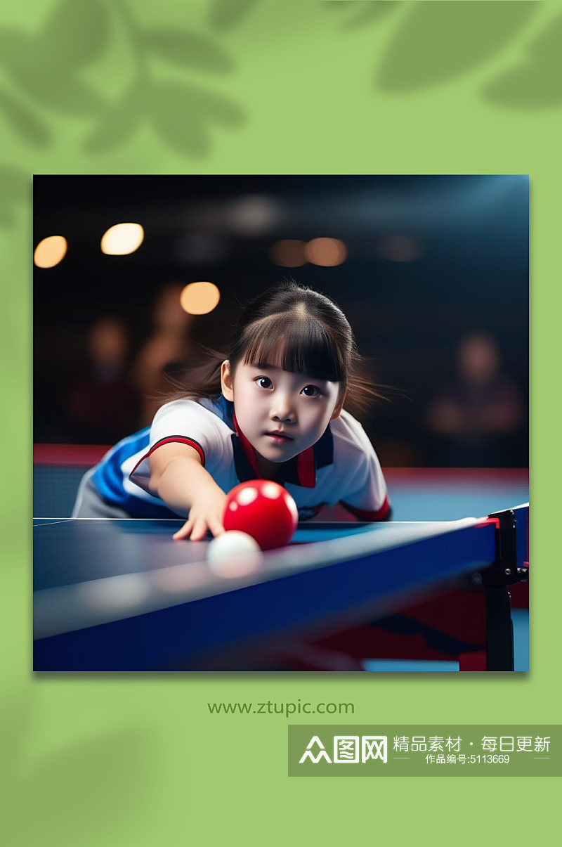 数字艺术少儿乒乓球运动员摄影图素材