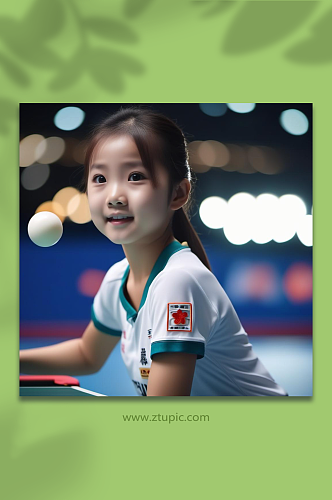 数字艺术少儿乒乓球运动员摄影图