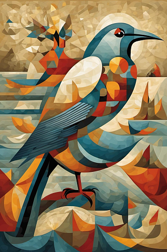 数字艺术抽象小鸟装饰画