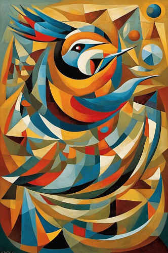 数字艺术抽象小鸟装饰画