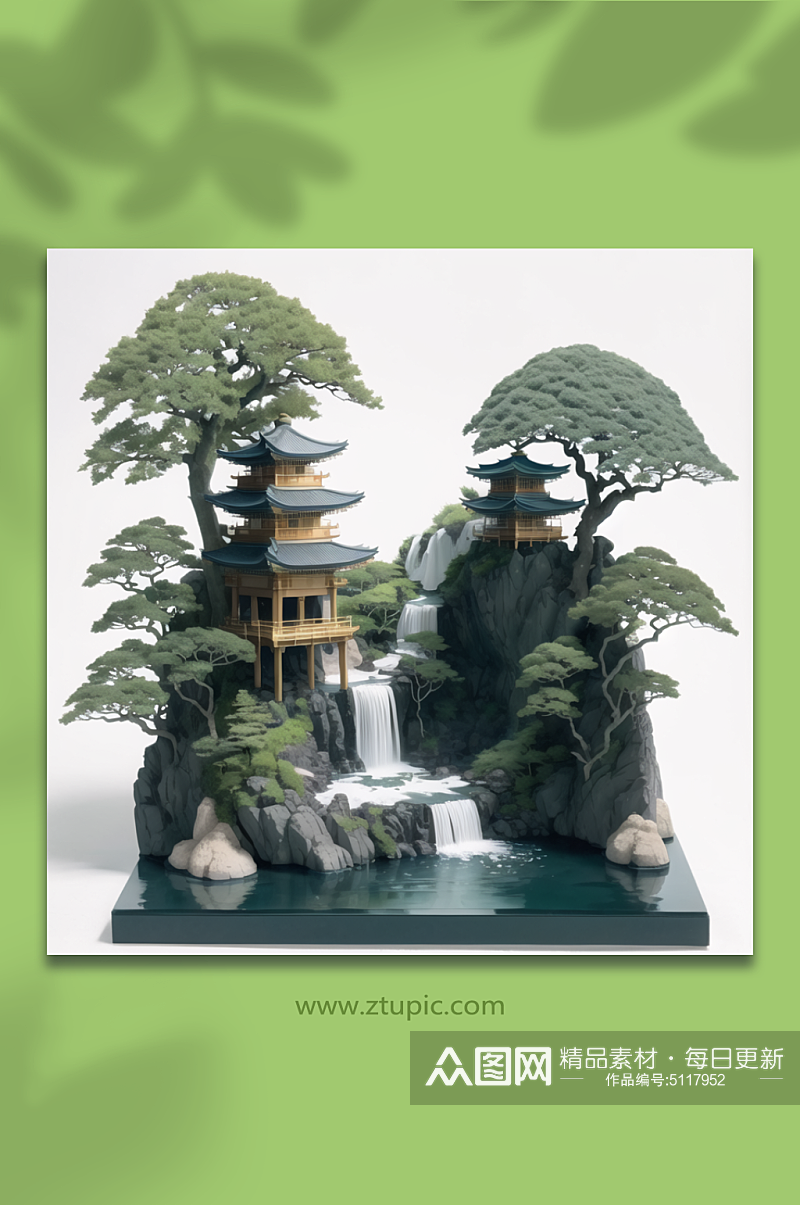 数字艺术中国风亭子雕刻模型素材