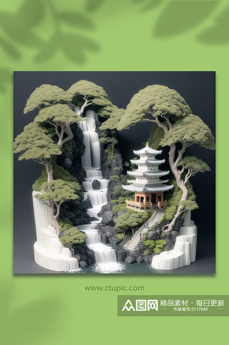 数字艺术中国风亭子雕刻模型素材