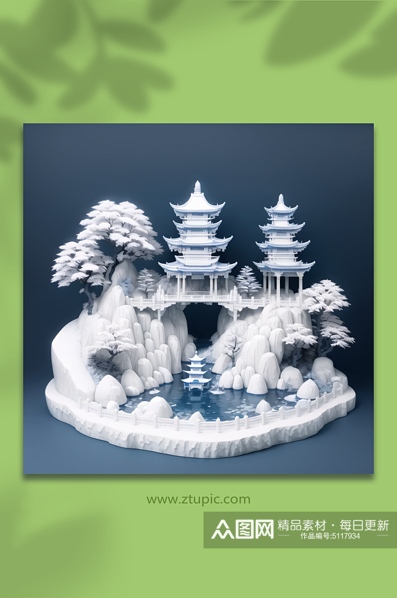 数字艺术中国风山水雕刻模型素材