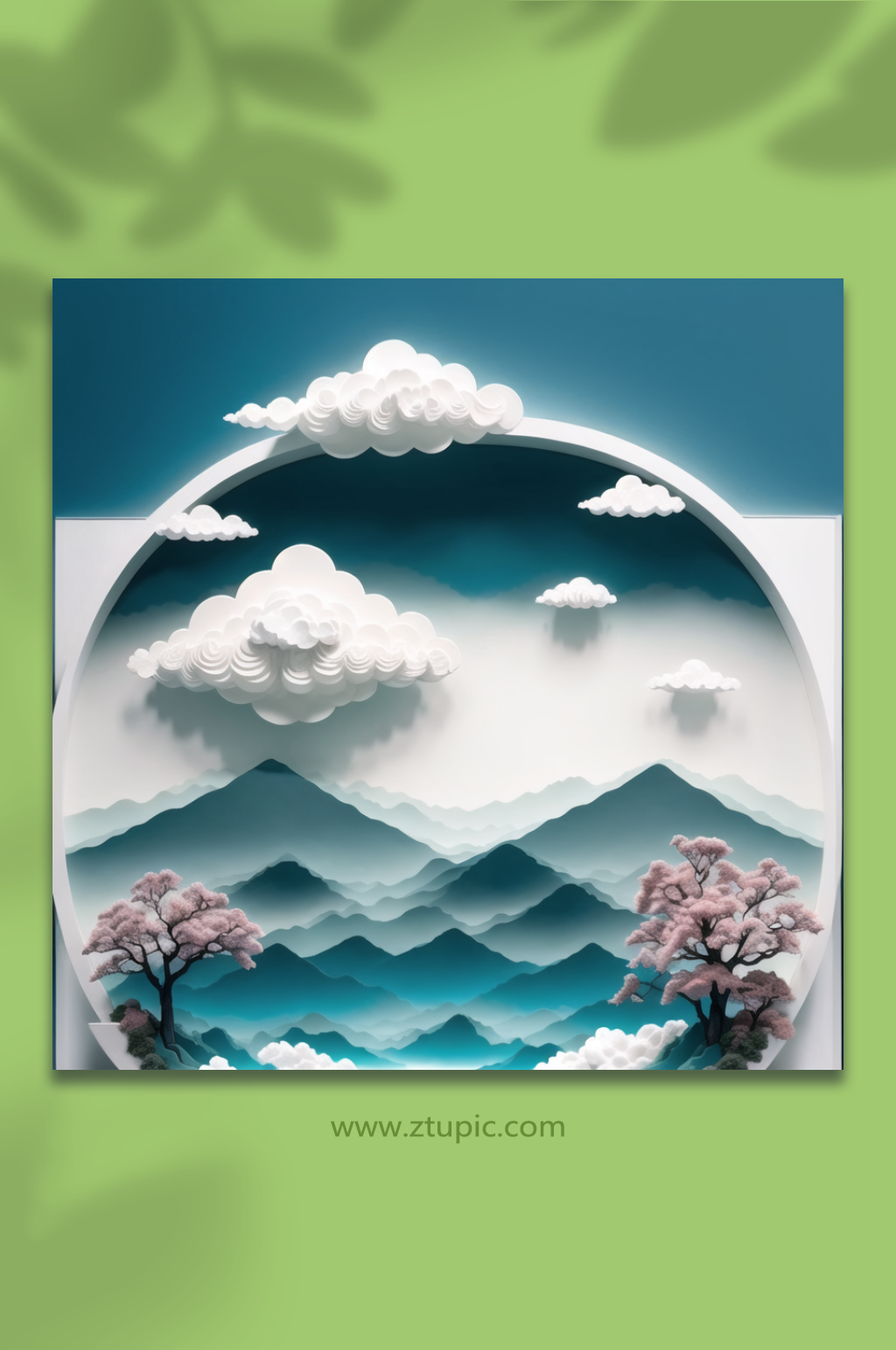 数字艺术雕刻立体风景插画素材