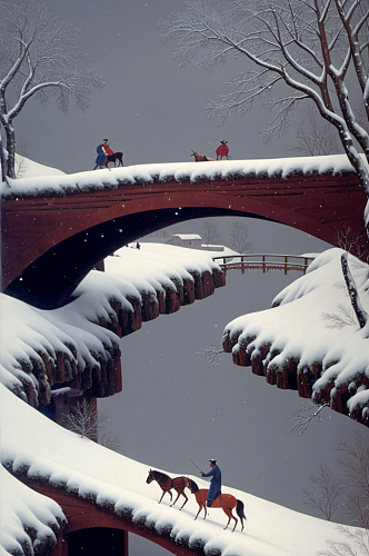 数字艺术中国风雪景插画