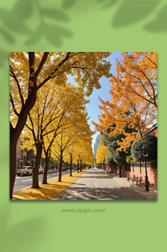 数字艺术秋季落叶摄影图