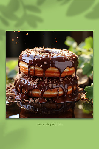 数字艺术巧克力甜甜圈摄影图