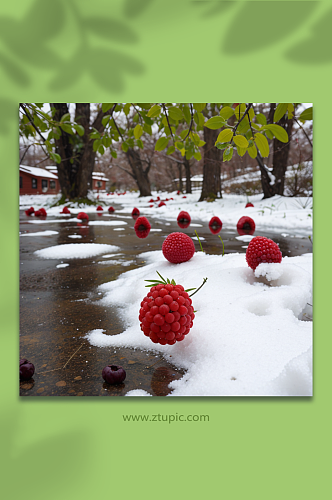 数字艺术冬季雪地风景摄影图