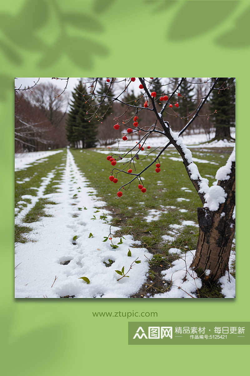 数字艺术冬季雪地风景摄影图素材