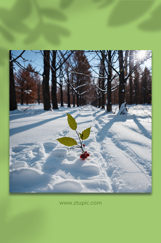 数字艺术冬季雪地特写风景