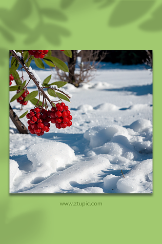 数字艺术冬季雪地风景摄影图