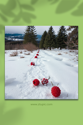 数字艺术冬季雪地风景摄影图
