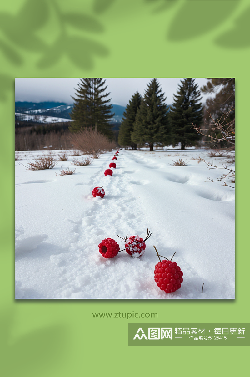 数字艺术冬季雪地风景摄影图素材