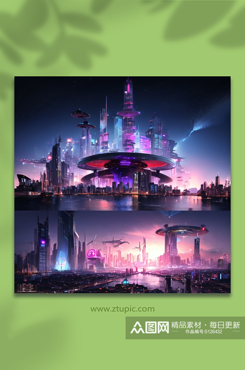 数字艺术科幻太空城市插画素材
