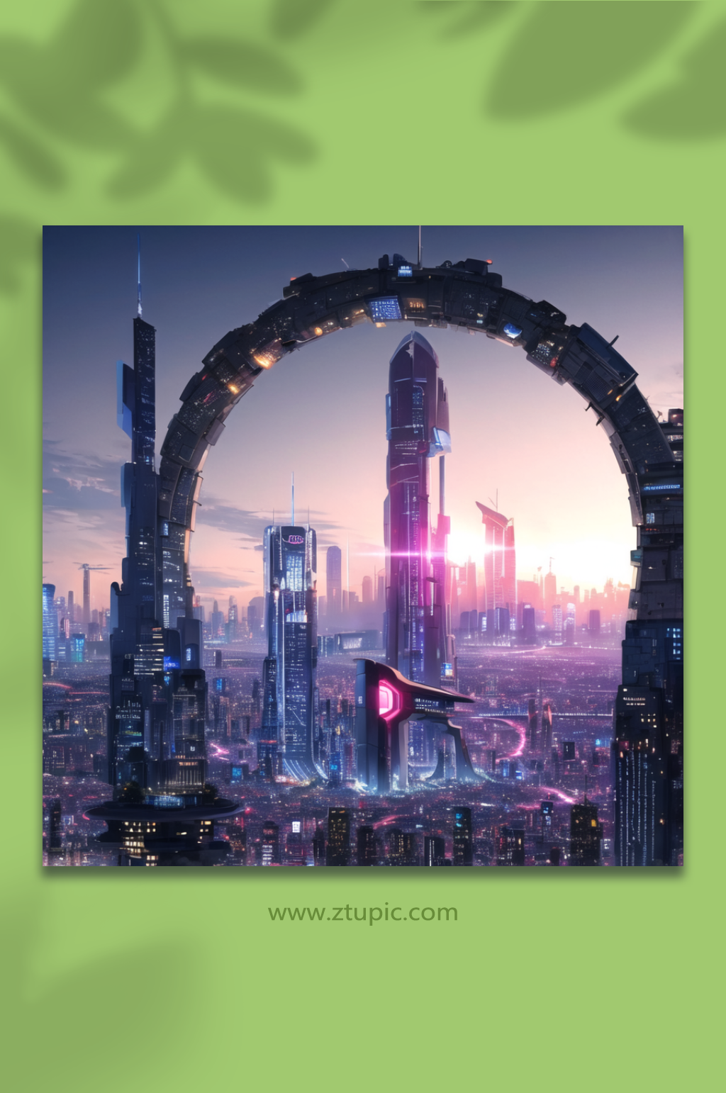數(shù)字藝術(shù)科幻太空城市插畫素材