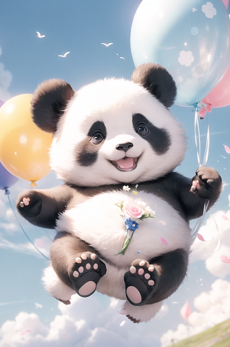 数字艺术卡通动物熊猫插画