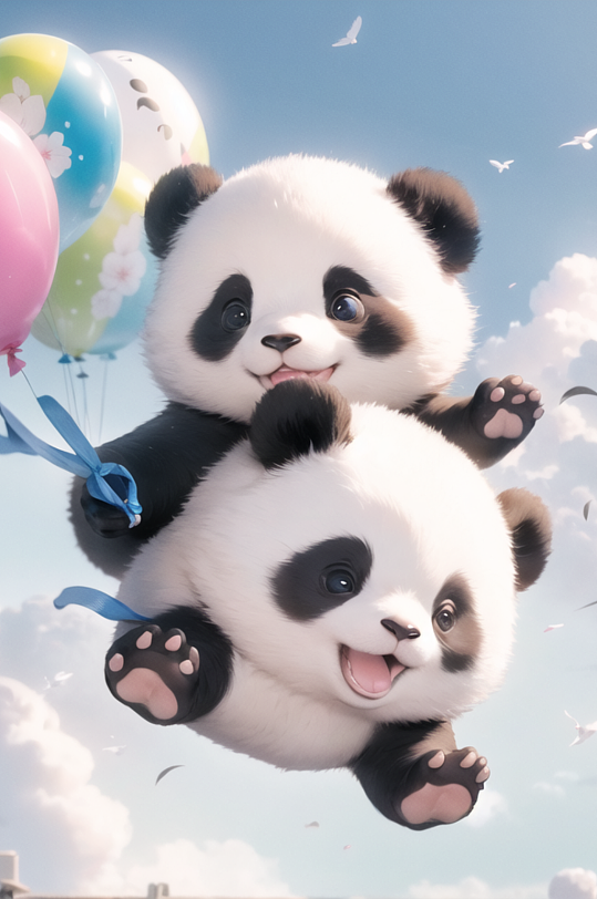 数字艺术熊猫插画