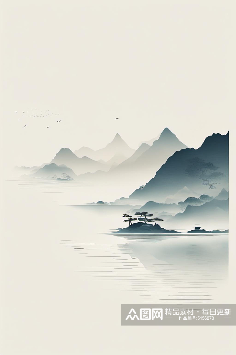 数字艺术中国风水墨画背景图素材