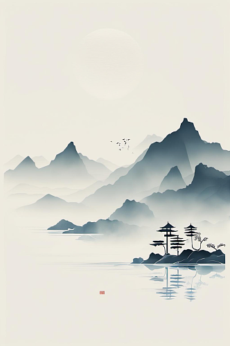 数字艺术中国风水墨画背景图