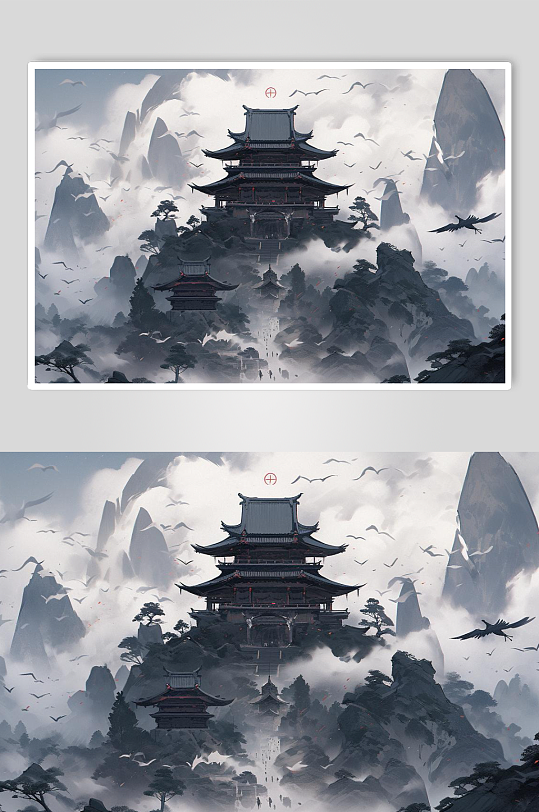 数字艺术中国风山水画