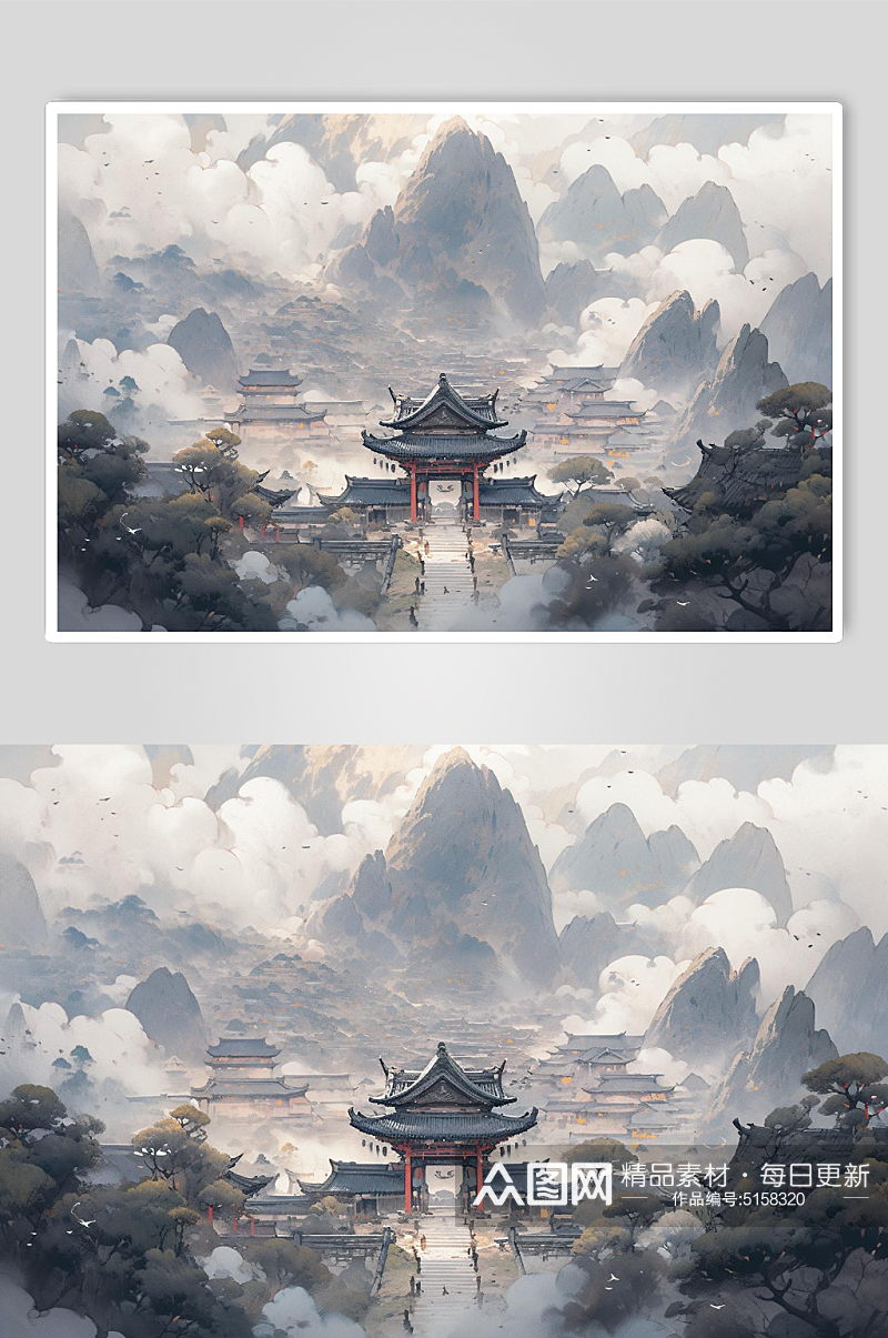数字艺术中国风山水画素材