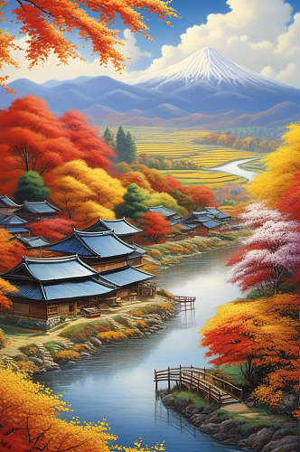 数字艺术秋季风景山水画