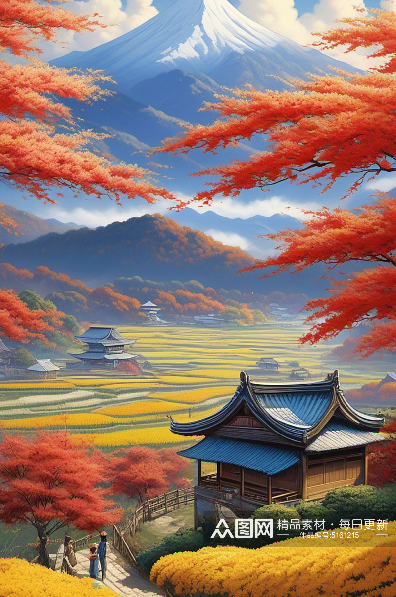 数字艺术秋季风景山水画素材