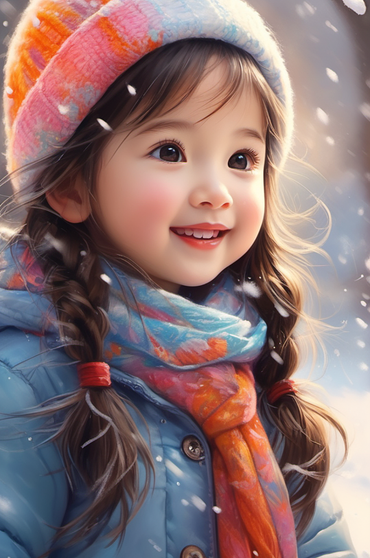 数字艺术冬天可爱儿童图片