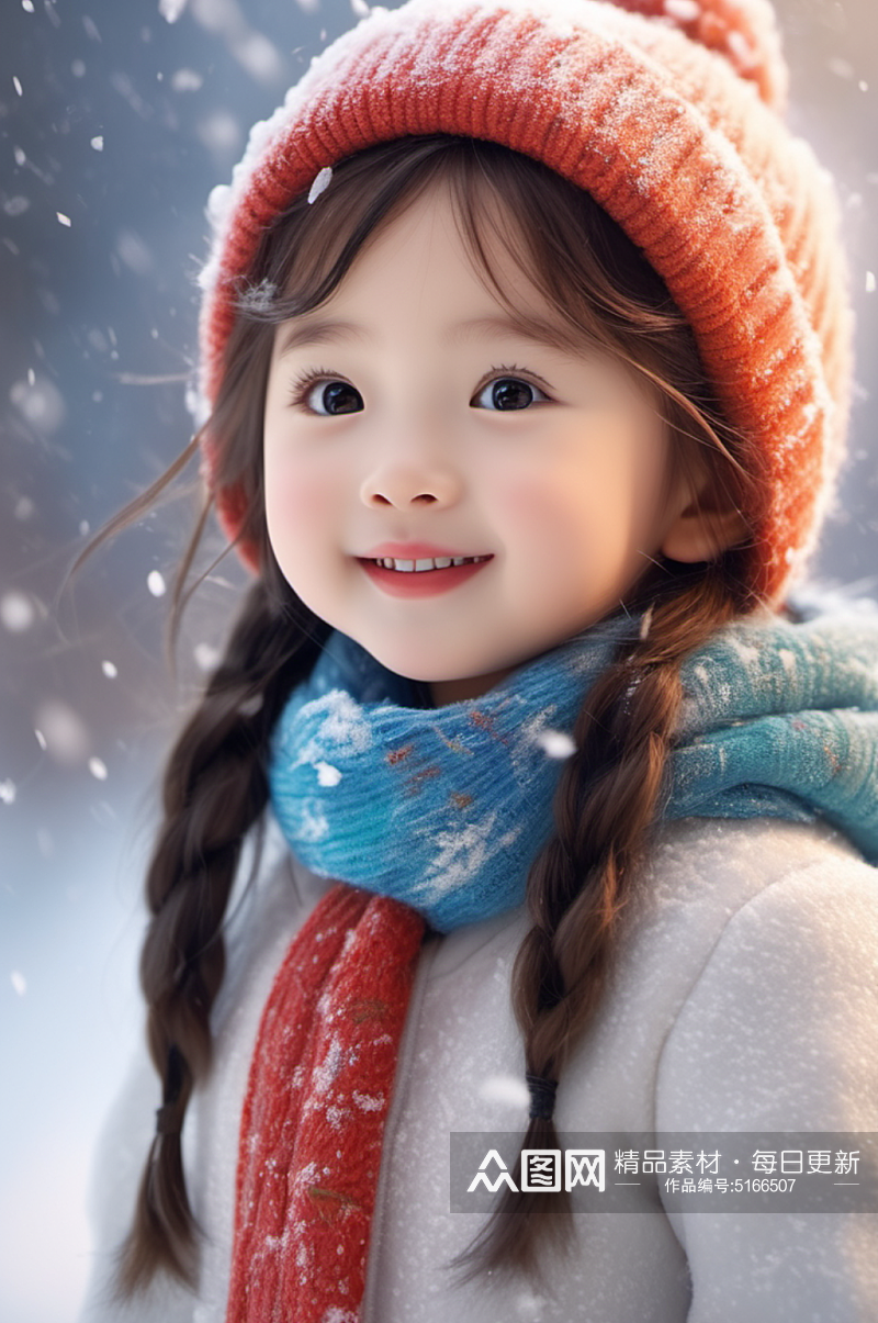 数字艺术冬季小女孩图片素材