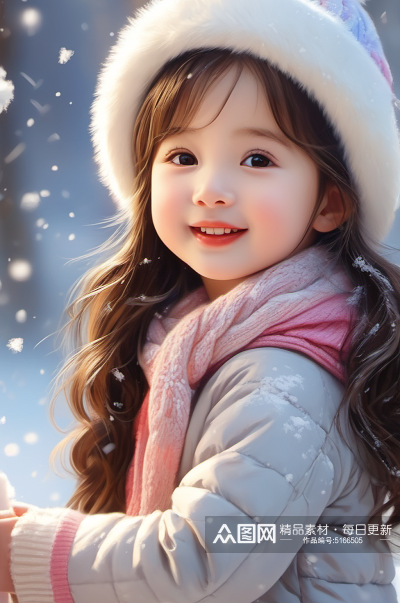 数字艺术冬季小女孩图片素材